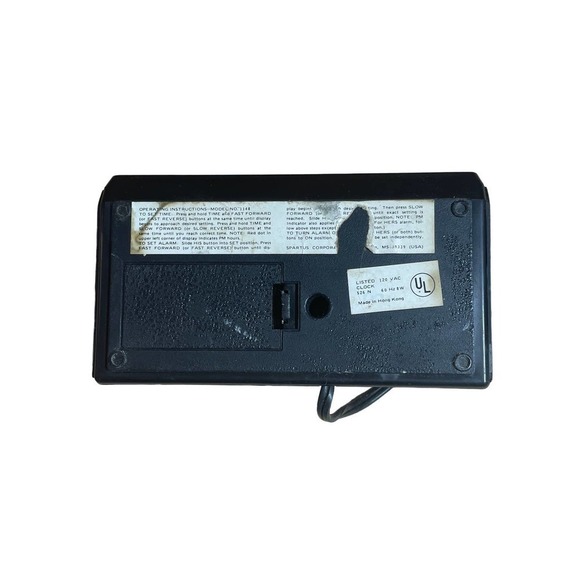 VINTAGE Alarm Clock Red LED His & Hers Alarm Spartus Model 1148 Retro Wood Grain - Picture 3 of 4